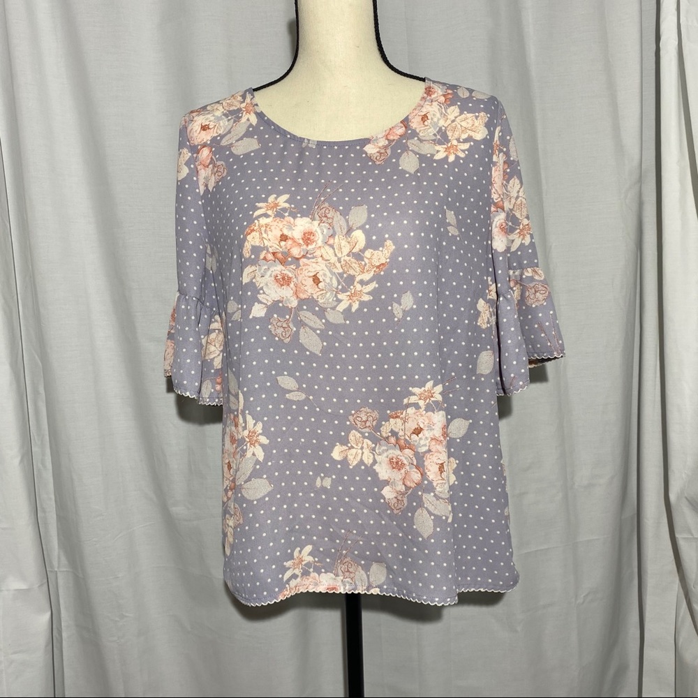 Rose + Olive Floral Polka Dot Blouse